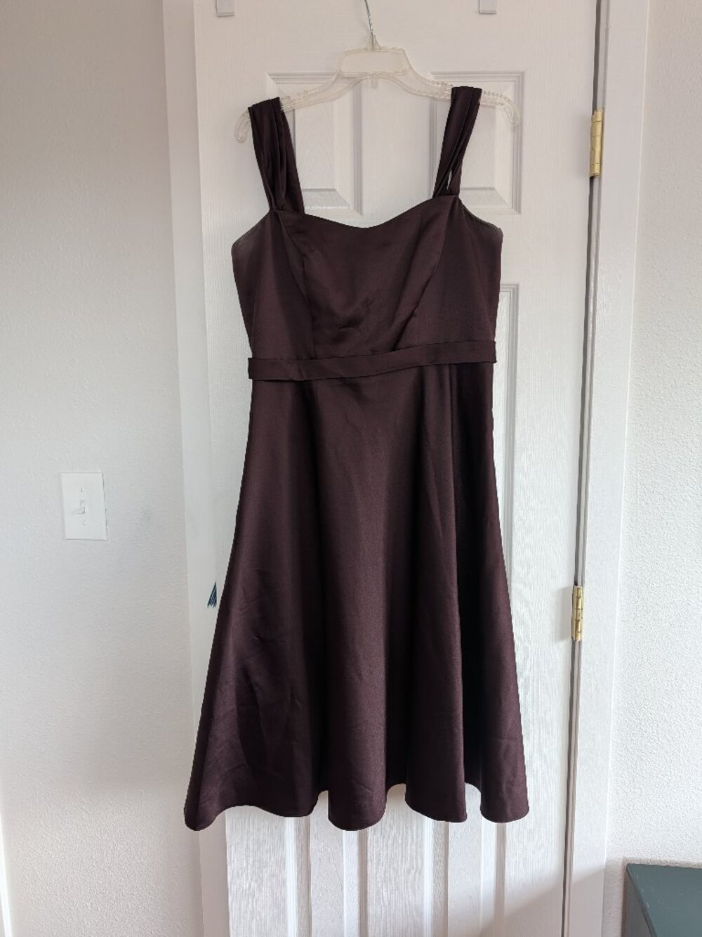 Chocolate Brown A-Line Satin Dress